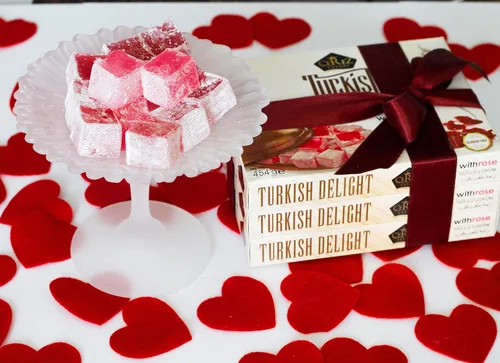 Vista 4 de Caja de regalo de bocadillos gourmet de tamaño mediano con sabor a rosa de 16 onzas, sin nueces, dulce, de lujo, tradicional, vegano, suave, postre