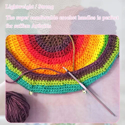 Vista 20 de Gancho de Ganchillo Ergonómico de 8mm, Agujas de Ganchillo para Tejer, Agujas de Tejer Lisas para DIY Hecho a Mano, Gran Regalo para Mujeres