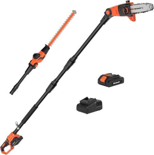Vista 9 de MAXLANDER Sierra de poste inalámbrica 2 en 1 y mini motosierra, sierras eléctricas de poste de 6 pulgadas para podar árboles, sierra de poste