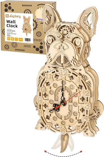 Vista 10 de Rompecabezas 3D para adultos Kit modelo Reloj Gato Reloj de madera para escritorio para niños Decoración para regalo de cumpleaños/Día de Navidad