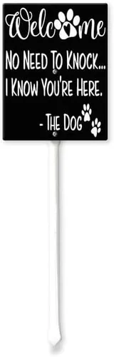 No Need to Knock, I Know You're Here - Letrero de perro con estaca, letrero de aluminio resistente sin óxido, letrero de patio para perro,