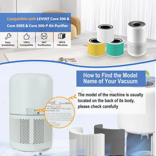 Vista 3 de Filtro de repuesto Core 300 para LEVOIT Core 300, Core 300-P, purificador de aire Core 300S Vortex, repuesto de filtro HEPA verdadero 3 en 1
