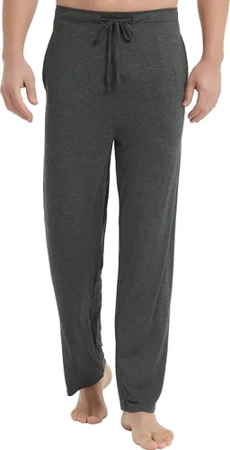 Vista 17 de GYS - Pantalones para dormir de bambú para hombre Negro