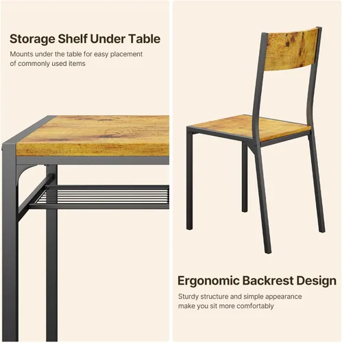 Vista 22 de Gizoon Juego de mesa de comedor para 2, mesa de cocina de 3 piezas con 2 sillas para espacios pequeños, apartamento, cocina, comedor, ahorro