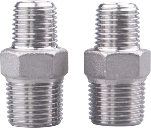 Vista 11 de Pezón hexagonal macho de 1/8 pulgadas NPT – Acero inoxidable 304 roscado para kit de preparación, aplicación de tubería casera (paquete de 5)