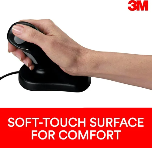 Vista 6 de 3M Mouse óptico ergonómico con cable, diseño patentado de agarre vertical que mantiene tu mano y muñeca en un ángulo neutro para mayor comodidad