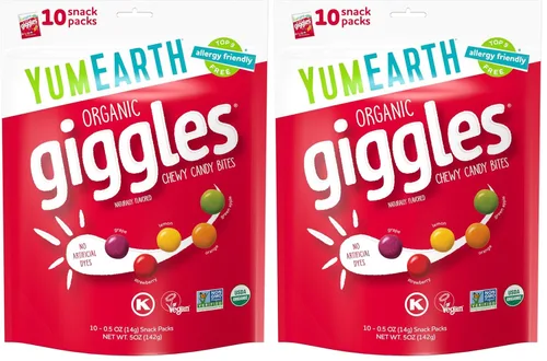 Vista 14 de YumEarth Organic Giggles Caramelos Masticables – Apto para alérgicos, sin colorantes artificiales, sin OGM, sin gluten, sabor a fruta, snacks