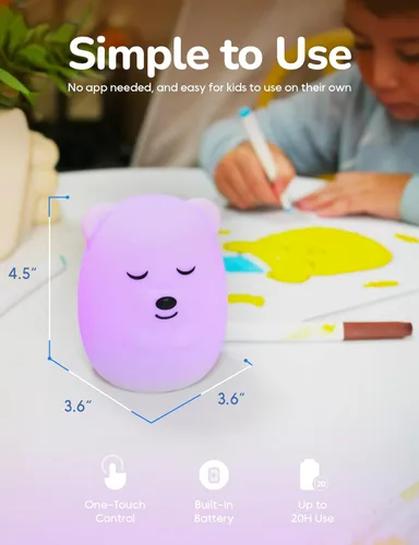 Vista 5 de Breathing Pal 'Ted' - Luz de Respiración de Atención Plena, Luz de Respiración de Meditación Visual Guiada, Artículos de Alivio de Ansiedad