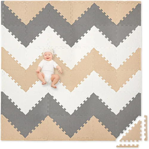 Vista 11 de Play Platoon Tapete de juego triangular no tóxico extra grueso de 96 piezas, cómodo tapete de espuma acolchada de 6 x 6 pies para niños y niños