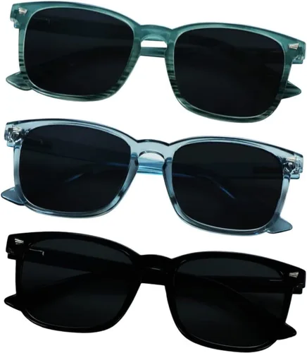 Vista 13 de YEIN 3 Pack Sunglasses for Men and Women, UV Protection Outdoor Glasses Vintage Square Full Frame