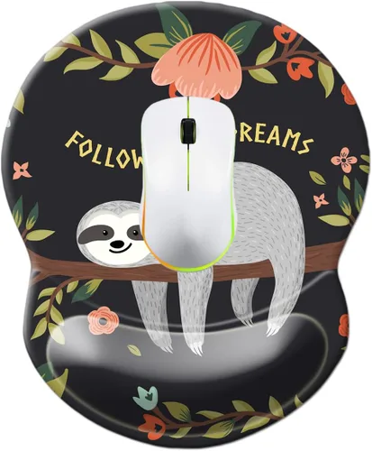 Vista 7 de Alfombrilla para mouse con soporte de muñeca, alfombrilla antideslizante para mouse para oficina, computadora, laptop y Mac, duradera, cómoda