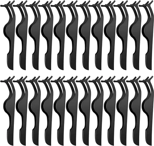 24 piezas de herramienta aplicadora de pestañas postizas, pinzas de extensión de pestañas de acero inoxidable, pinzas removedoras de clip, pinzas