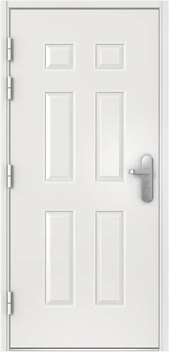 Vista 10 de VIZ-PRO Puerta de seguridad de acero de montaje rápido con marco y herrajes, 6 paneles blancos con bisagras laterales derechas hacia adentro, 38