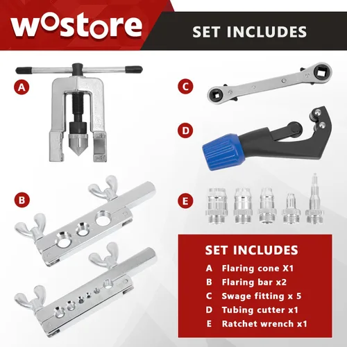 Vista 2 de Wostore Kit de herramientas de estampación para tubería de aluminio de plástico de cobre con cortador de tubos y llave de trinquete