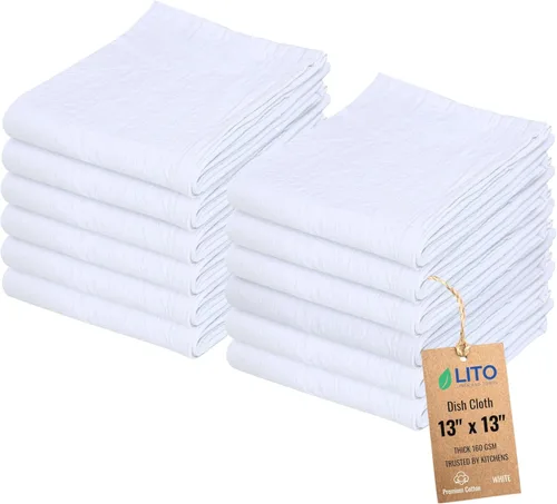Vista 47 de Toallas de saco de harina Toalla de té para manualidades, plato de cocina, toalla de algodón en blanco para bordado, funda de lino para hornear
