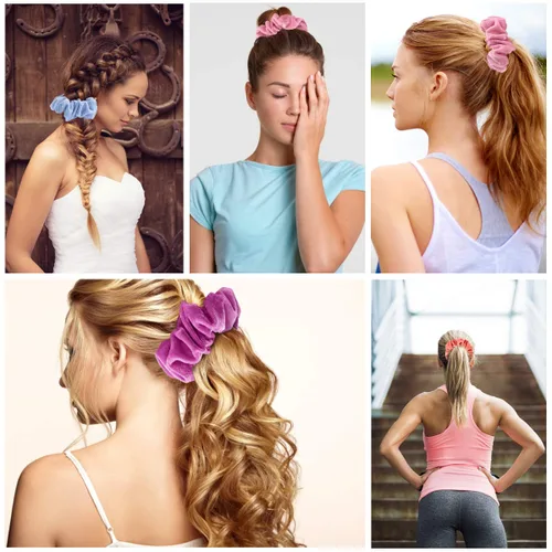 Vista 4 de 40 bandas elásticas de terciopelo para el cabello, ligas para el cabello, coleteros para mujeres o niñas, accesorios para el cabello, 40