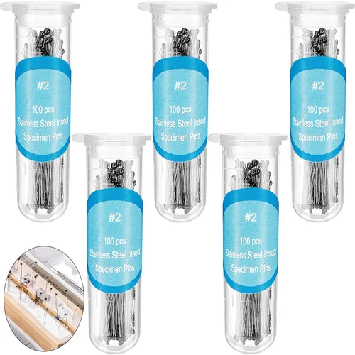 Vista 8 de WILLBOND Kit de 500 pines de acero inoxidable para insectos, pasadores de entomología, colecciones de mariposas, paquete variado para entomología