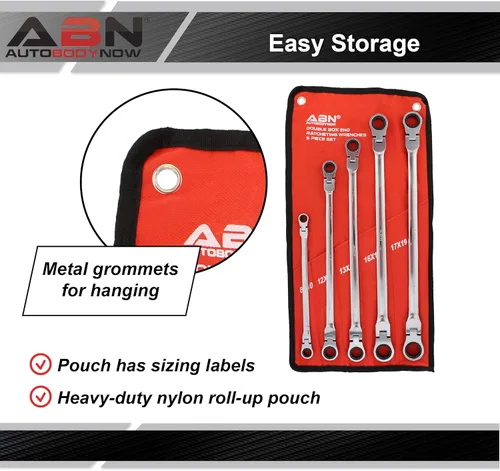Vista 4 de ABN Cabezal flexible extralargo métrico de 12 puntas y doble caja Llave de trinquete
