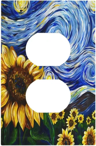 Vista 60 de Cubiertas de pared de estilo rústico occidental de madera puerta de granero herradura de hierro estrella placas de pared simple dúplex cubiertas