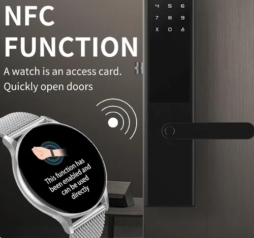 Vista 9 de Reloj inteligente para mujer, pantalla AMOLED Ultra-HD de 1.32 pulgadas, (responder/hacer llamadas) con asistente de voz NFC/AI, compatible con Negro