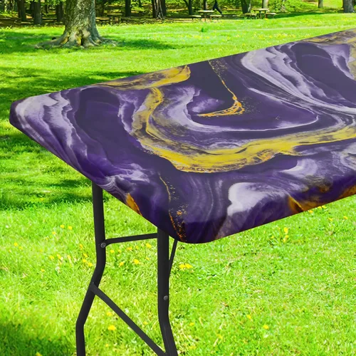 Vista 34 de Smiry Mantel cuadrado para mesa de pícnic, impermeable, elástico, ajustable, para campamento, protector de vinilo con parte trasera de franela Beige