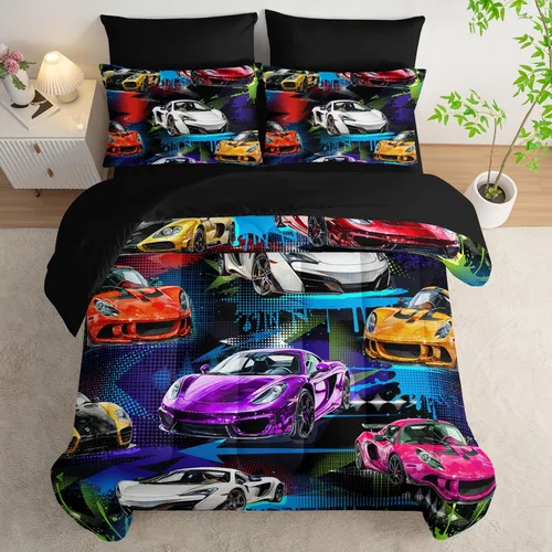 Vista 35 de AILONEN Juego de edredón para niños con temática de astronautas de dibujos animados tamaño individual, lindo juego de ropa de cama con cohetes