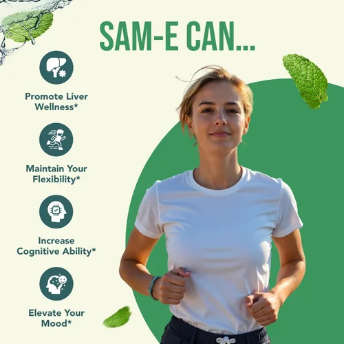 Vista 7 de SAM-e - Cápsulas de 400 mg – Suplemento SAM e de fácil absorción 400 mg de S-adenosil-metionina para apoyo al hígado y estado de ánimo – Sin gluten