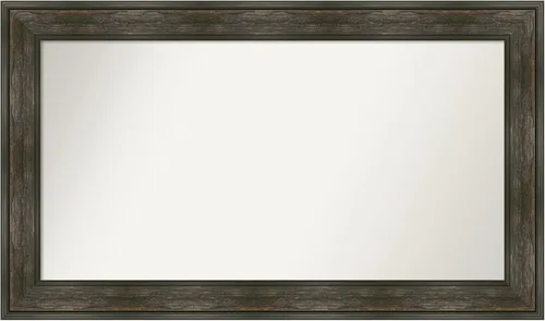 Vista 258 de Amanti Art Espejo de baño marrón para sobre fregadero, 26 x 26 pulgadas, espejo de tocador cuadrado marrón rústico Alexandria, marco de madera
