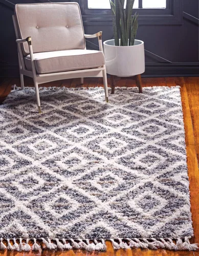 Vista 7 de Unique Loom Hygge Shag Collection - Alfombra rectangular de 2 pies 2 pulgadas x 3 pies 1 pulgada, color blanco y negro
