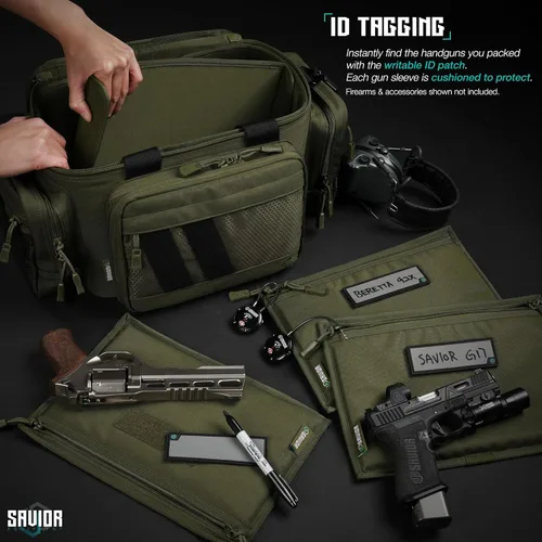 Vista 14 de Savior Equipment Funda táctica 600D para arma de fuego, funda suave con parche reflectante para bolsa de gama Specialist Series, cremalleras