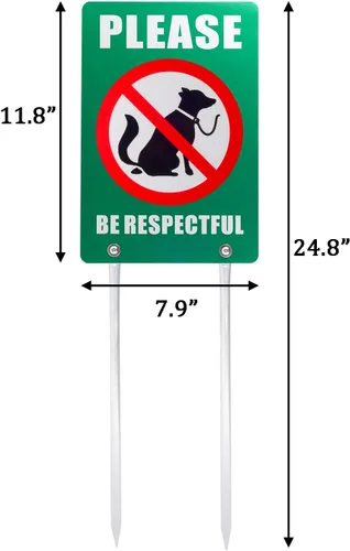 Vista 7 de Kichwit Letrero con texto en inglés "No Dog Poop Yard", letrero con texto en inglés "Please Be Respectful" de doble cara, construcción de metal, 7.9