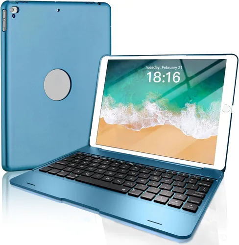 NOKBABO Funda de teclado para iPad Pro de 9.7 pulgadas, iPad 2018 6ª generación, iPad 5ª generación 2017, iPad Air 2 y 1 con teclado, cubierta Azul