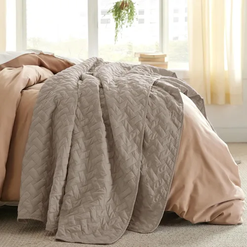 Vista 11 de Bedsure Colchas de tamaño Queen – Colchas ligeras tamaño Queen con patrón de tejido de canasta, ropa de cama suave, edredón de rosa polvorienta