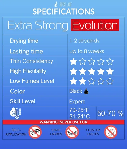 Vista 4 de STACY LASH Pegamento de extensión de pestañas de evolución extra fuerte (0.17 onzas líquidas/0.2 fl oz), secado de 0.5 a 1 segundo/retención – 8
