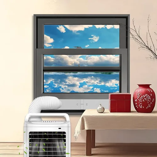 Vista 7 de Kit de ventilación de ventana de CA portátil con manguera de 59 pulgadas, sello de ventana de CA de 5.9 pulgadas, ajustable para ventanas correderas