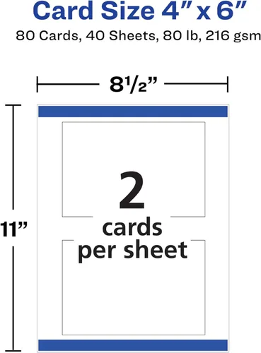 Vista 6 de Avery Postales imprimibles con tecnología Sure Feed, 4 "x 6", blanco, 80 postales en blanco para impresoras láser (5889)