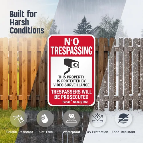 Vista 2 de SmartSign California No Trespassing Property Protected By Video Vigilance Sign (Código 602) - Paquete de 2, 18 x 12 pulgadas, compuesto de aluminio