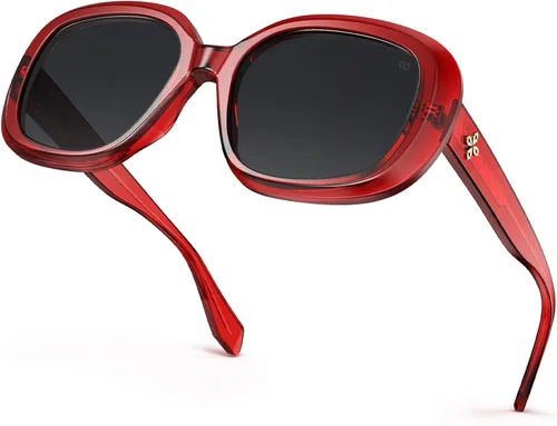 Vista 8 de VISOONE Oversized Square Sunglasses for Women Retro Shades Negro/Gris