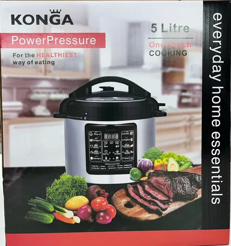Vista 5 de Olla a presión eléctrica, olla multifunción de 5 L, olla arrocera 8 en 1, máquina de sopa, negro/acero inoxidable