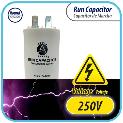 Vista 2 de Appli Parts Condensador de funcionamiento para motores eléctricos 40 Mfd uF (microfaradios) Caja de plástico de 250 VCA con terminales CBB60 Redondo
