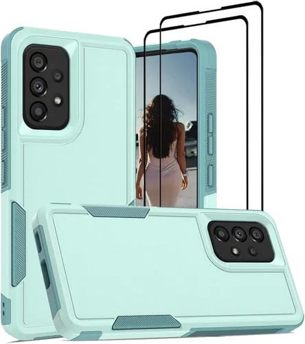 Vista 85 de Jeylly Compatible con Samsung Galaxy A22 5G Funda, Funda Samsung A22 5G con 2pcs protectores de pantalla de vidrio templado