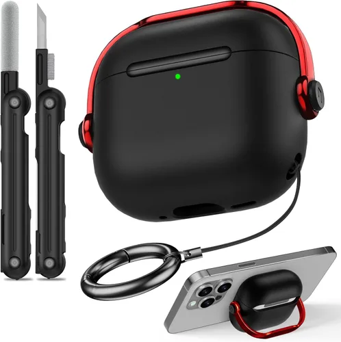 Vista 23 de Funda para Airpods Pro 3, fundas de bloqueo de seguridad para Apple Airpod Pro 3 (2025) con soporte para teléfono y kit de limpieza, protección