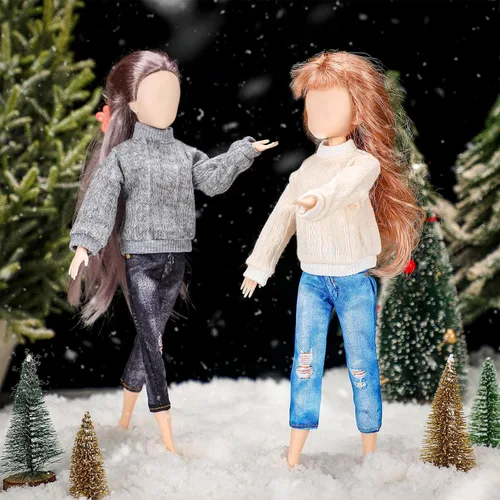 Vista 4 de Bencailor - Juego de 8 piezas de ropa de muñeca de 11.5 pulgadas, suéteres de algodón y pantalones de jean, accesorios para muñeca