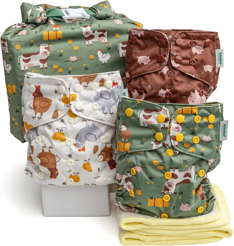 Vista 34 de Big Adventure Kinder - Juego de 5 pañales de tela reutilizables para bebé, estilo de bolsillo, jersey atlético que absorbe la humedad, insertos