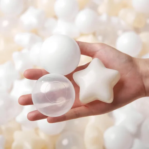 Vista 2 de Pelotas de corral de estrellas TRENDPLAY para niños pequeños - 50, 100, 200 unidades, pelotas de estrella de diferentes formas, pelotas de plástico