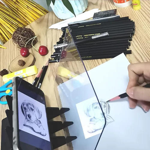 Vista 9 de Tablero de trazado de dibujo B5, almohadilla de copia de luz, proyector de reflexión de imagen óptica, tablero de copia inalámbrica, trazador