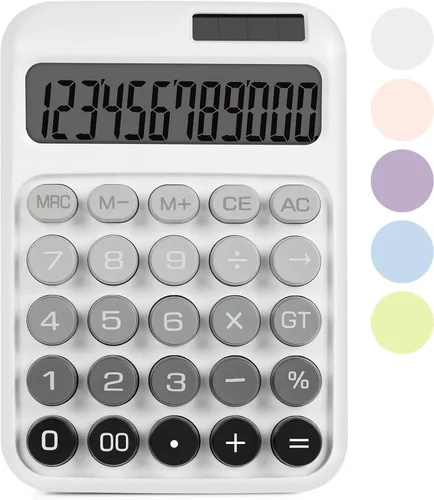 Vista 10 de Calculadora de interruptor mecánico con botones grandes, calculadoras de escritorio, 12 dígitos, energía de batería solar, calculadora