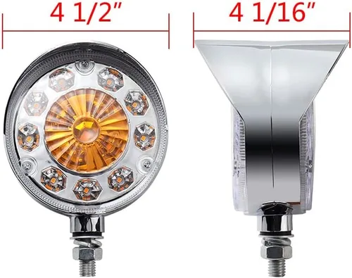 Vista 6 de 2 luces de señal de giro LED de doble cara de doble cara ámbar rojo para tractor semirremolque, camión volquete camión furgoneta guardabarros