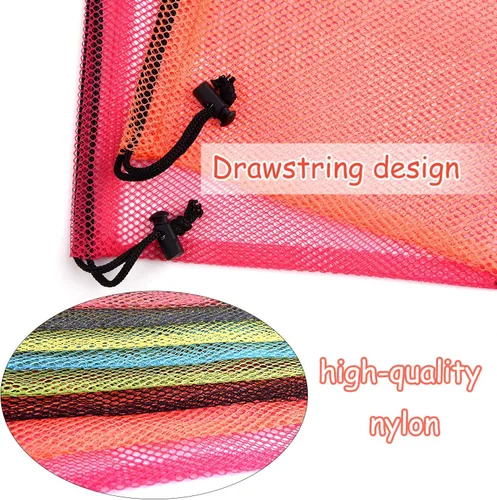 Vista 3 de KUUQA 15 bolsas de malla con cordón, bolsa de malla para lavandería, bolsa de malla para cosas de malla, bolsa de malla de nailon