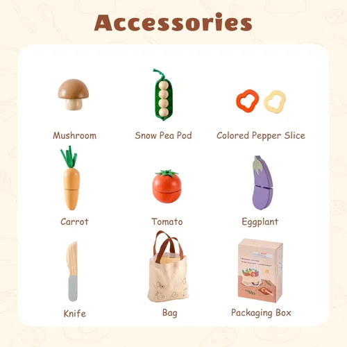Vista 6 de ROBOTIME Juego de tienda de comestibles de madera con juego de corte de alimentos, juguete de simulación para jugar cocina con bolsa de compras